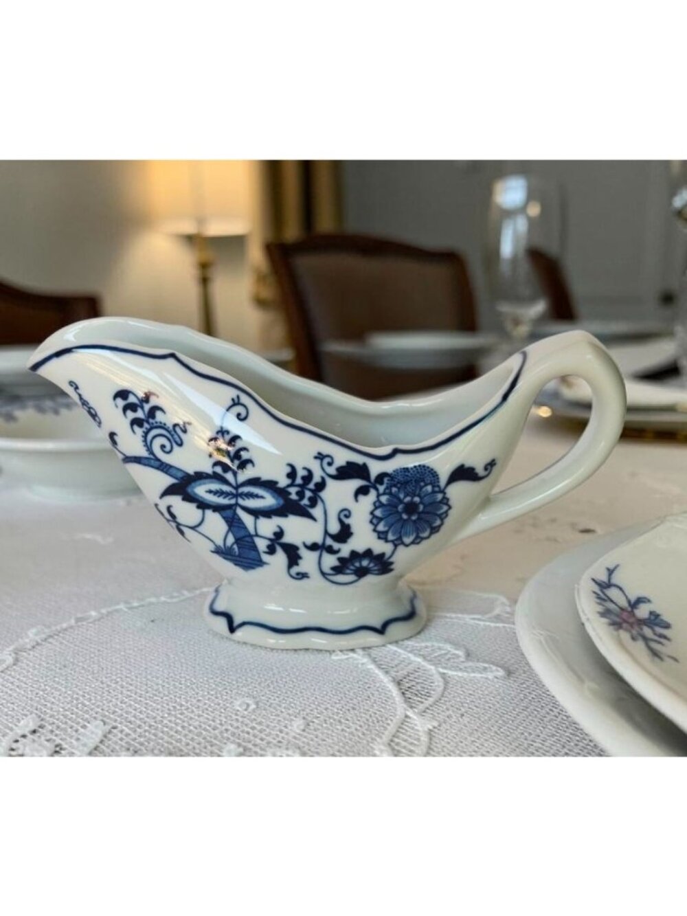 Blue Danube Porcelain Gravy Boat With Floral Pattern Vintage Serving Piece 5" Lo
